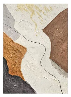 奶油风手绘油画客厅装饰画抽象风景立体有框画师执笔原创新中式