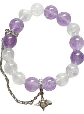 鹿与花园原创白幽灵紫水晶手链