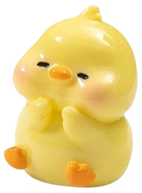 微景观可爱捧花领结小黄鸭摆件