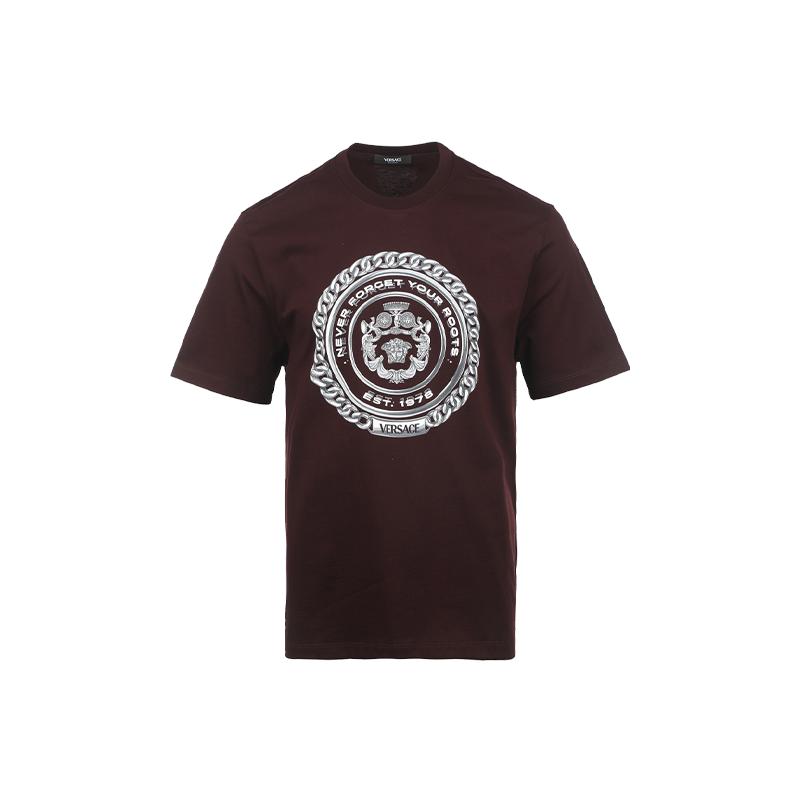 【自营】Versace/范思哲男士Logo圆形印花休闲宽松圆领短袖T恤