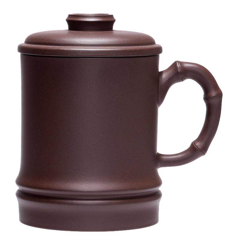 大容量紫砂杯手工泡茶杯带把带盖办公杯父亲个人专用水杯大号茶杯