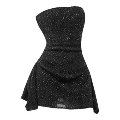 法式微胖纯欲风气质黑色抹胸连衣裙女新款显瘦收腰绝美超好看短裙