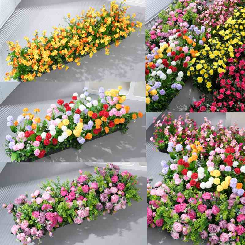 仿真花艺隔断花槽花造景栅栏装饰花组合室外箱植假塑料花束绿摆设