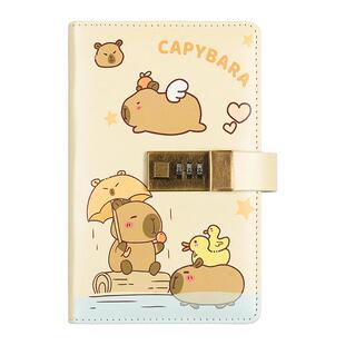 卡皮巴拉儿童记账本手账明细账可存钱带锁笔记本2025年新款密码记账理财本子活页日常开支人情往来家用记录本