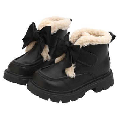 女童靴子秋冬加绒公主棉鞋防水