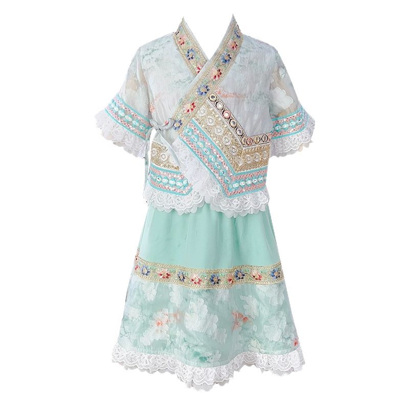 女童汉服夏季民族风套装傣族服装