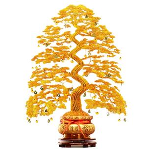 金色发财树铝丝摆件电视酒柜轻奢高档装饰乔迁新居开业铜钱摇钱树