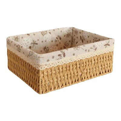 编织收纳筐茶几客厅杂物衣服化妆品收纳箱仿藤编储物盒桌面收纳盒