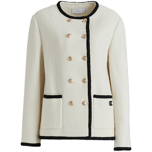 OBEG欧碧倩冬女韩系名媛小香风镶边毛呢短外套10464040