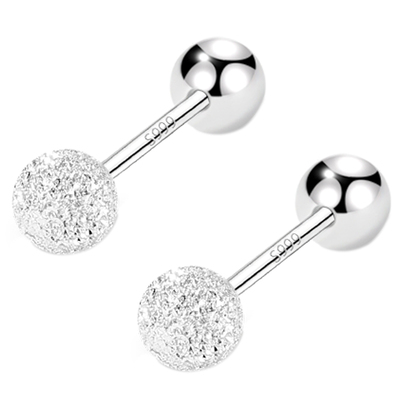 纯银睡觉免摘螺丝拧扣新款潮耳钉