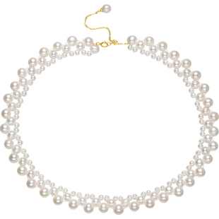 潮宏基小确幸珠光宝气18K金珍珠项链彩金锁骨链高级轻奢生日礼物