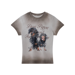 BJHG不计后果 修身t恤短袖女夏季潮牌美式复古斑驳感做旧半袖上衣