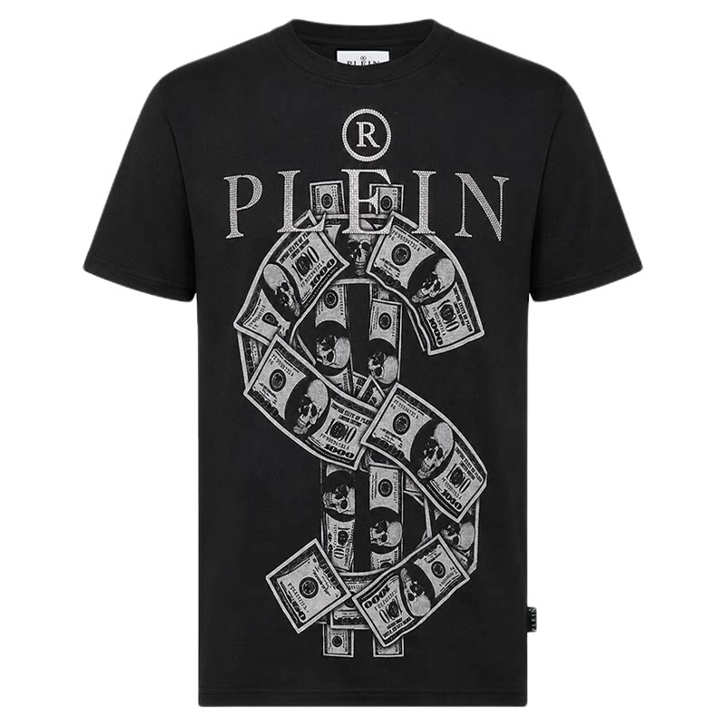 PHILIPP PLEIN 男士圆领上衣美式复古骷髅印花T恤休闲日常短袖