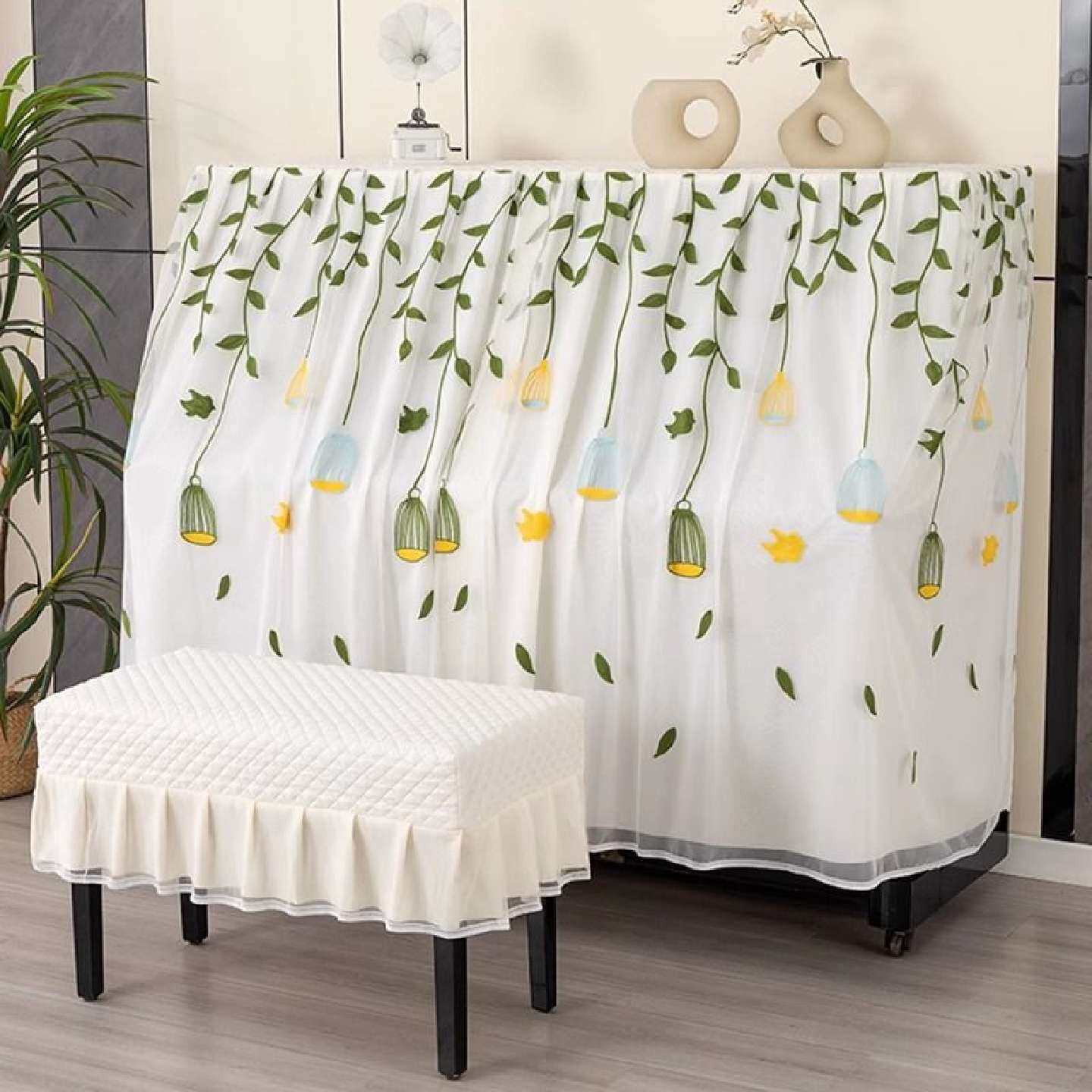 全包钢琴全罩背板钢琴蕾丝半罩全罩简约北欧公主轻奢欧式全包加厚