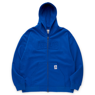 ACTIONS 潮牌春季新款压印毛圈纯色宽松拉链开衫连帽卫衣男女外套