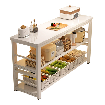 实木厨房置物架切菜桌家用收纳架落地多层架子微波炉架储物操作台