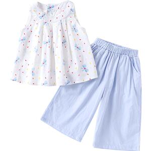 童装女童夏季套装小儿童宝宝新款纯棉洋气背心上衣裤子女孩两件套