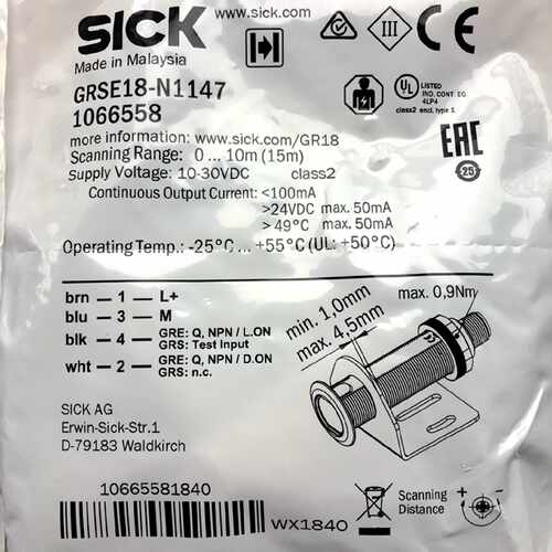 议价德国西克SICK圆柱形光电开关GRSE18-N1147 GRSE18-P1147