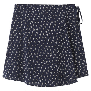 a字半身裙女夏新款一片式碎花系带半身裙bm风高腰百搭显瘦a字短裙