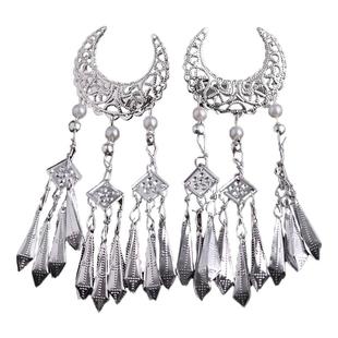 新中式古风头饰古装发饰留海发夹侧边夹对夹苗银步摇流苏汉服配饰