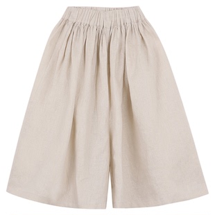 允儿妈女童2025夏季新款纯亚麻裙裤宝宝幼儿园百搭休闲裤儿童裤子