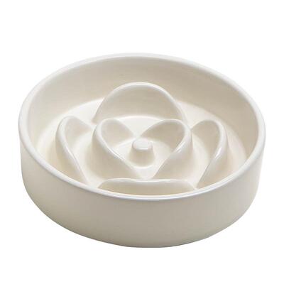 Petdebby花瓣陶瓷慢食碗狗碗防噎