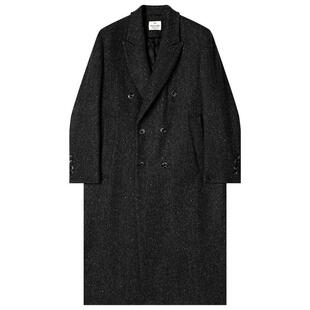 星空纹羊毛呢子大衣男长款保暖休闲加厚垫肩高端感冬季风衣外套男