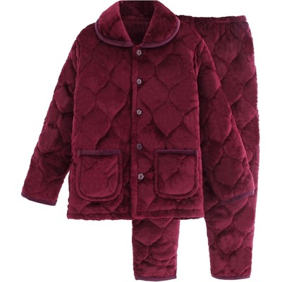 妈妈装三层夹棉加厚女士家居服