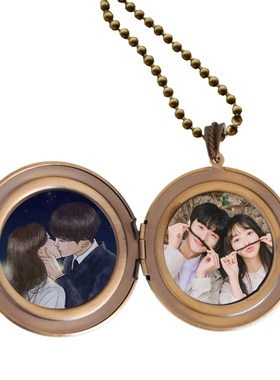相框毛衣链铜女定制照片生日礼物