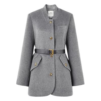 秋水伊人时尚中长款腰带外套