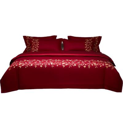 馨荷柔软细腻长绒棉刺绣四件套