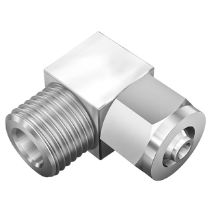 304不锈钢直角快拧接头气管锁母螺纹弯头PL8MM尼龙管四氟管快接头