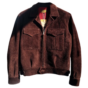 停产清仓——无涂反绒牛皮军事风艾克夹克