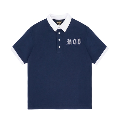 BOYLONDON潮牌英伦风鹰标针织短袖POLO衫春夏男女同款T恤N01007