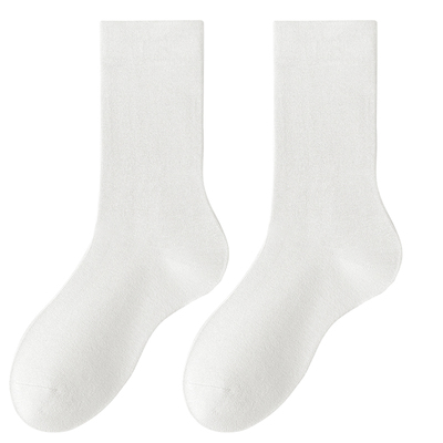 白色堆堆袜女秋季纯棉防臭中筒袜