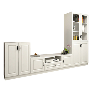 奶油风定制储物柜一体背景墙电视柜高柜边柜高低柜组合简约小户型