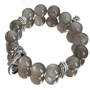 《月龙吟》天然水晶银灰月光石清冷风手串转运龙环小众手链本命年