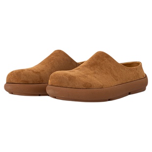 小土豆勃肯鞋男冬季加绒一脚蹬包头半拖棉鞋通勤复古大头穆勒鞋女