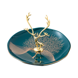 陶瓷桌面收纳盒玄关放钥匙首饰摆件装饰入门香水口红手表挂钩收容