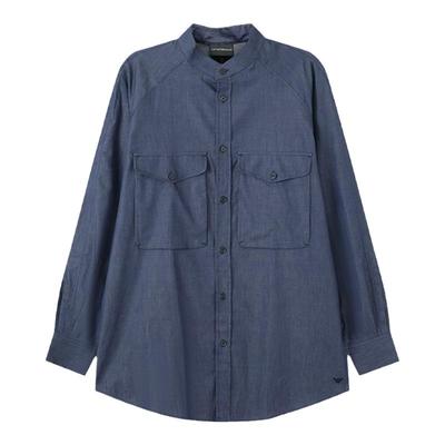 阿玛尼EA宽松版长袖牛仔风衬衫