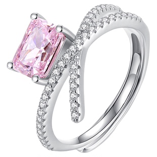 周大生方糖戒指小众气质高级指环锆石食指开口戒生日礼物送女友