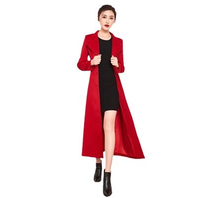 羊毛大衣2025年新款女秋冬气质长款红色立领呢子毛呢外套加棉加厚