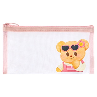 Nusign纽赛黄油小熊联名网纱铅笔袋可爱高颜值ins风一二年级小学生文具女孩眉笔化妆收纳袋考试拉链文具袋