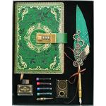 复古机械真羽毛笔哈利波特钢笔密码带锁日记本手帐本礼物礼盒套装