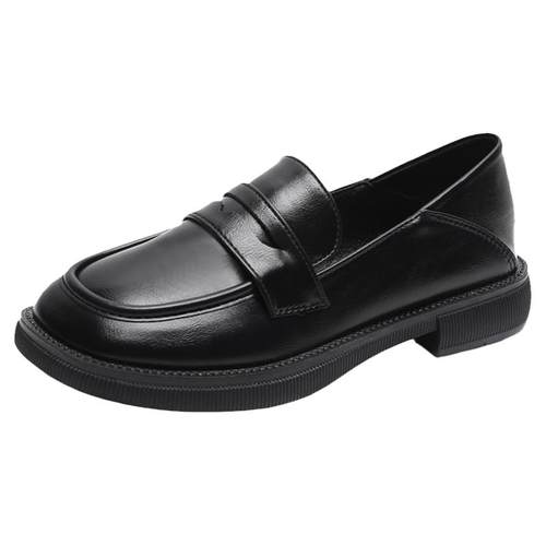 米霏~黑色小皮鞋女英伦2026夏季新款平底单鞋百搭乐福鞋大码女鞋