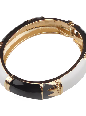 黑白相间大理石纹椭圆形合金手镯