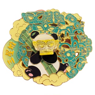 熊猫旋转金属磁吸冰箱贴三星堆文创城市打卡旅游纪念品成都伴手礼