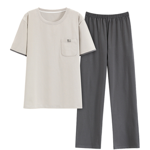 新一系7A抗菌睡衣男士春夏纯棉短袖家居服男款年新款夏季圆领套头