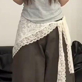 韩版 爆款 超好看独特漂亮半裙 绑带三角蕾丝屁帘女2025新款 一片式