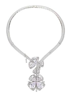 可过笔双花朵项链简约奢华